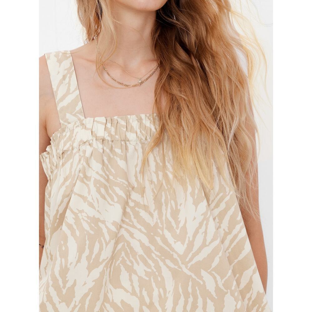 GAP Tie Back Tropical Babydoll Tank Top in Beige Tiger Print Size small Tall